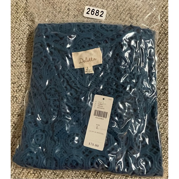 Anthropologie Deletta Croquet Teal Sleeveless Top NWT Size L - Picture 15 of 16